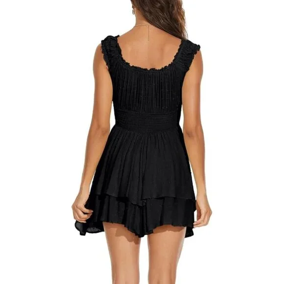 Women's FOROLAV Off Shoulder Flowy Romper – Black – Size S – NWT - Picture 2 of 13